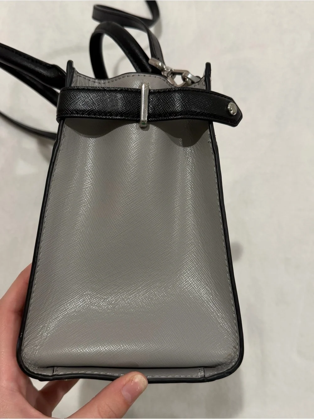 Kate Spade Staci Medium Satchel Bag Purse - Gray White Colorblock